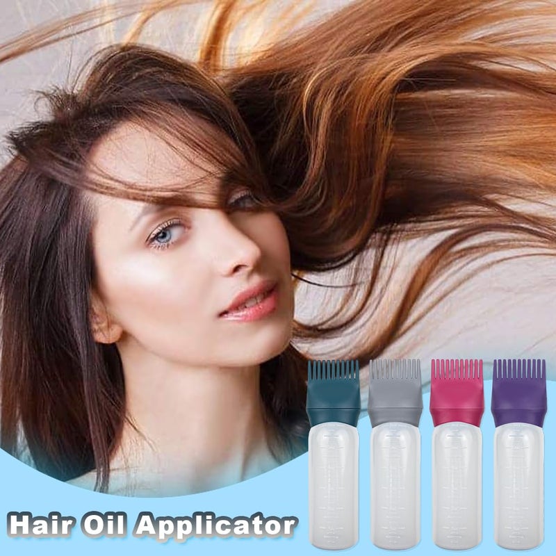 ELANE 4 Pack Root Comb Applicator Bottle,Oil Comb Applicator for Hair Dye,Salons (Purple+Grey+Red+Green) - Image 5